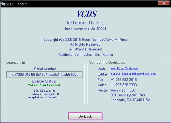 Software-Anzeige 1 VAGCOM V15.7.1