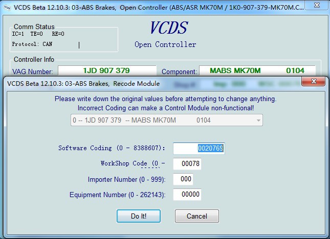 öffnen Beta-12.10.3 Bremsen ABS VAG-COM VCDS Prüfer